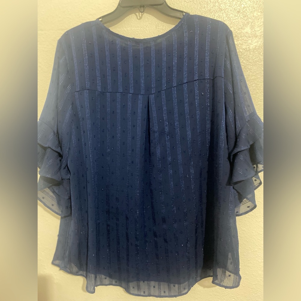 VALOLIA brand Chic Navy Blue Women's Blouse - Picture 2 of 5